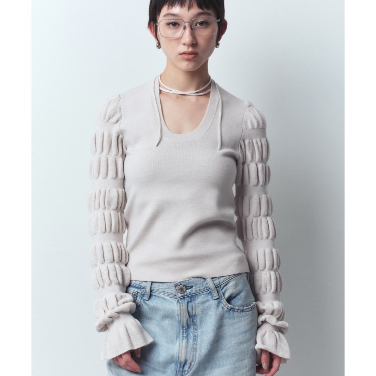 コードエー(CODE A)のCODE A｜gathered sleeves knit ニット/セーター