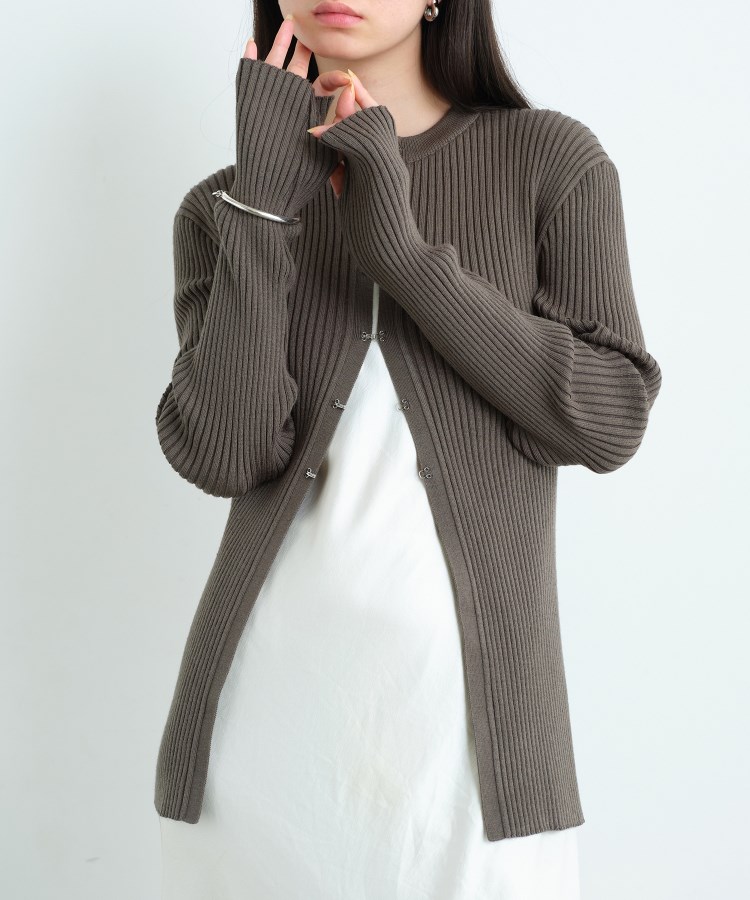 コードエー(CODE A)のCODE A｜fronthook knit cardigan グレー(012)