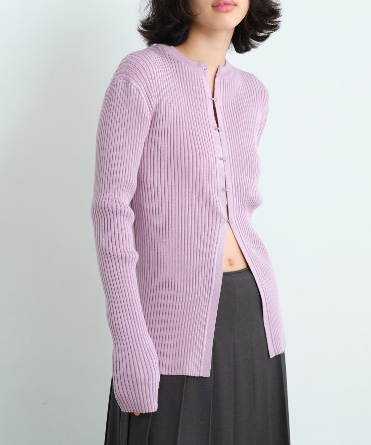 コードエー(CODE A)のCODE A｜fronthook knit cardigan ラベンダー(080)