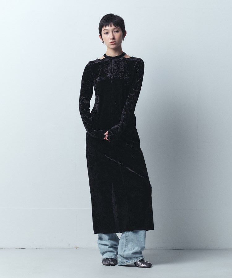 コードエー(CODE A)のCODE A｜neck point velour dress1