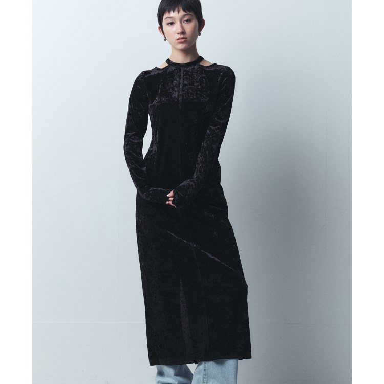 コードエー(CODE A)のCODE A｜neck point velour dress マキシ・ロングワンピース