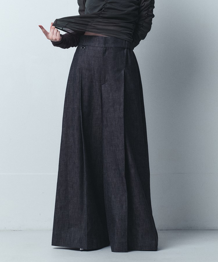 コードエー(CODE A)のCODE A｜pleated wide leg trousers ネイビー(094)