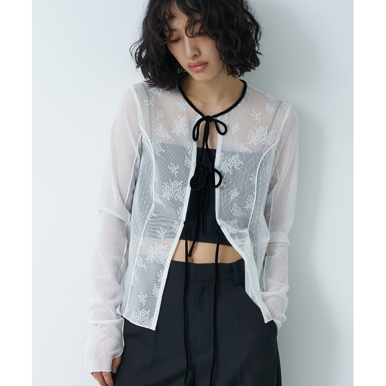 コードエー(CODE A)のCODE A｜tulle lace ribbon blouse シャツ・ブラウス