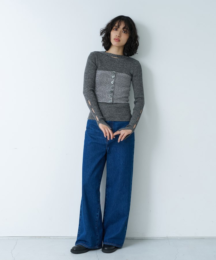 コードエー(CODE A)のCODE A｜melange knit cutting pullover5