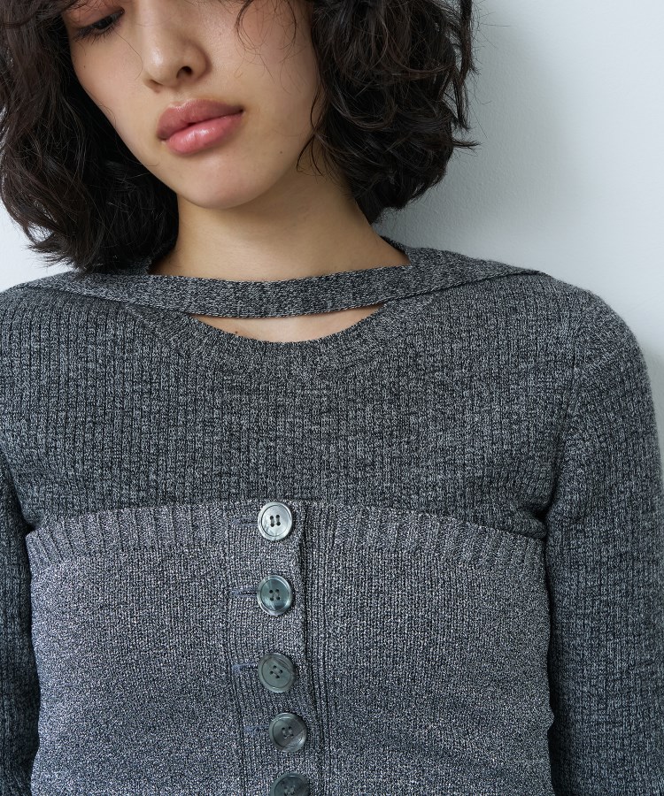 コードエー(CODE A)のCODE A｜melange knit cutting pullover7