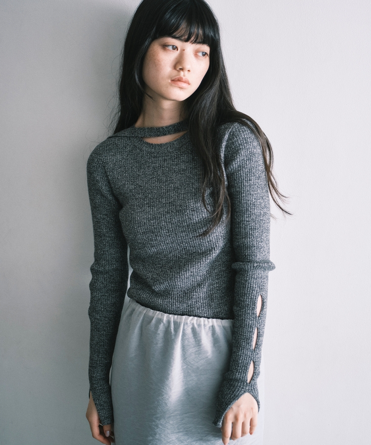 コードエー(CODE A)のCODE A｜melange knit cutting pullover1