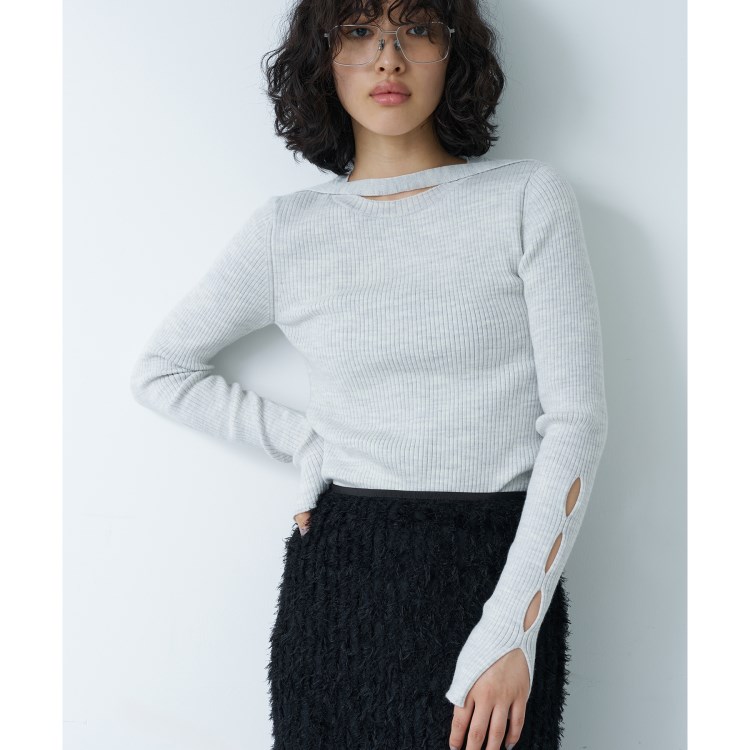 コードエー(CODE A)のCODE A｜melange knit cutting pullover ニット/セーター