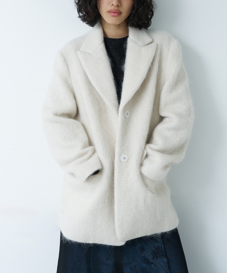 コードエー(CODE A)のCODE A｜shaggy jacket coat ホワイト(001)