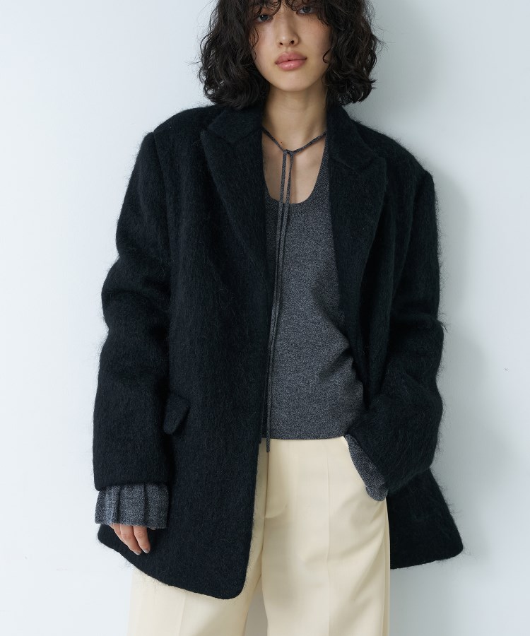 コードエー(CODE A)のCODE A｜shaggy jacket coat ブラック(019)