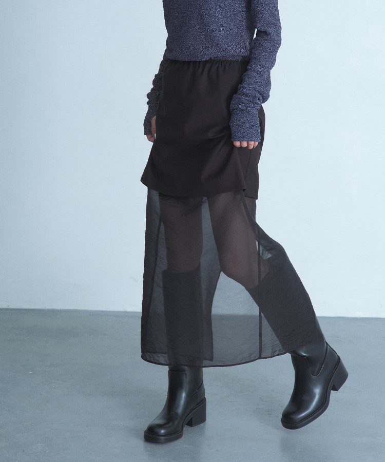 コードエー(CODE A)のCODE A｜reversible sheer skirt ブラック(019)