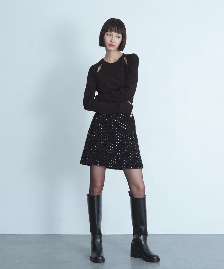 コードエー(CODE A)のCODE A｜dot tweed mini skirt1