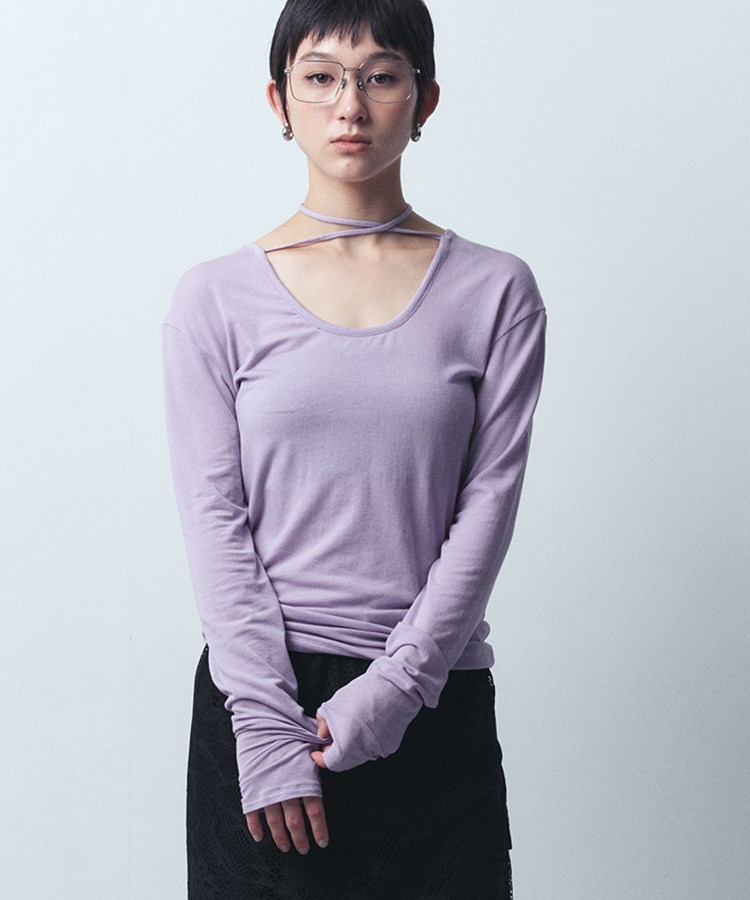 コードエー(CODE A)のCODE A｜front ribbon jersey tops1