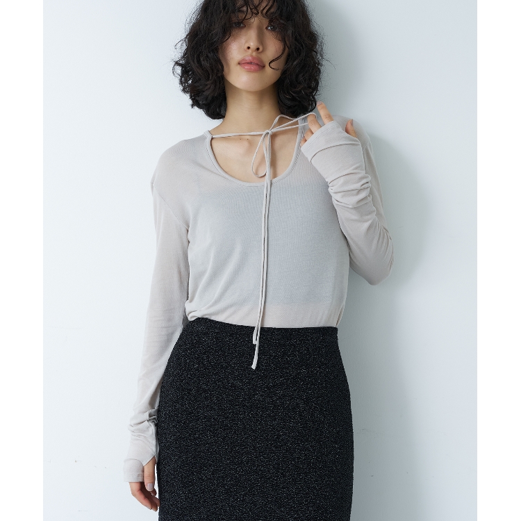 コードエー(CODE A)のCODE A｜front ribbon jersey tops カットソー