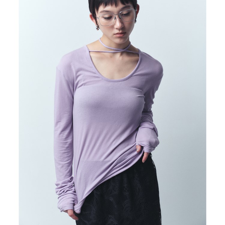 コードエー(CODE A)のCODE A｜front ribbon jersey tops カットソー