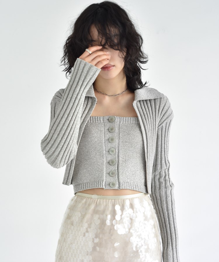 コードエー(CODE A)のCODE A｜lame knit cardigan9