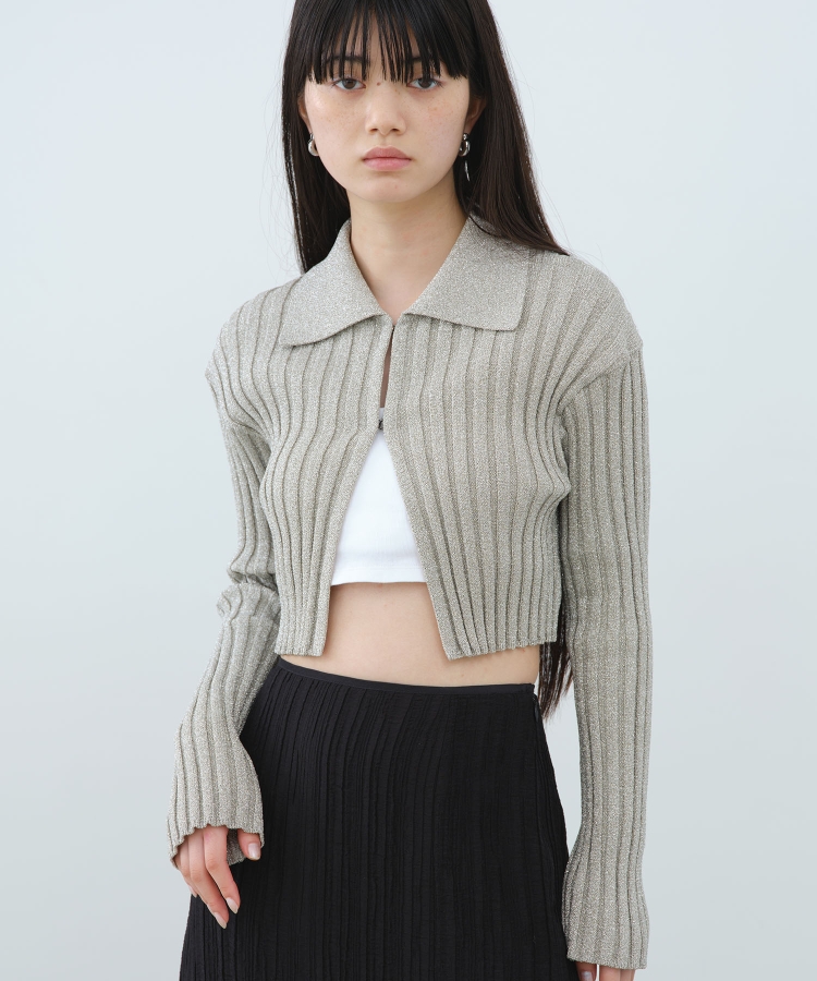 コードエー(CODE A)のCODE A｜lame knit cardigan4