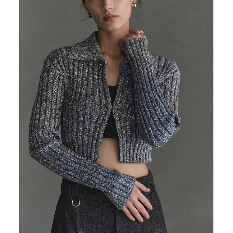 コードエー(CODE A)のCODE A｜lame knit cardigan カーディガン/ボレロ