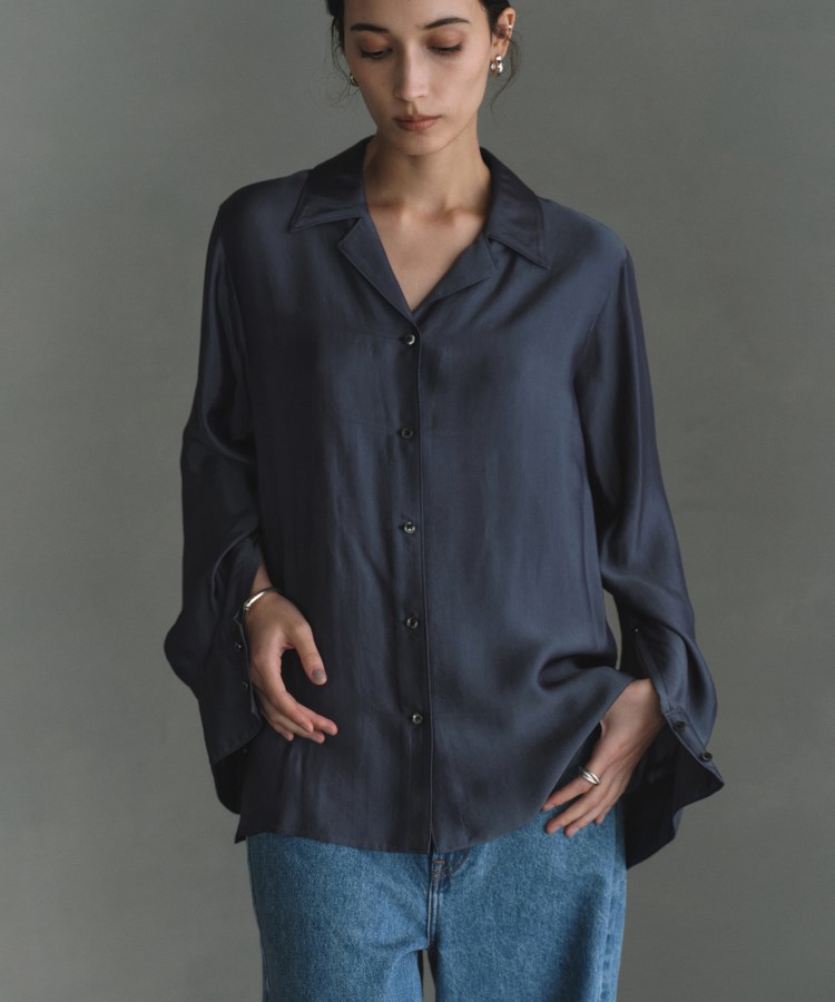 コードエー(CODE A)のCODE A｜satin shirt ネイビー(094)