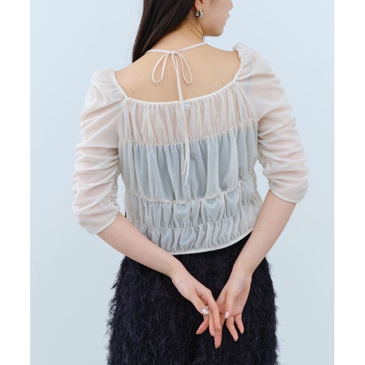 コードエー(CODE A)のCODE A｜sheer gather blouse シャツ・ブラウス