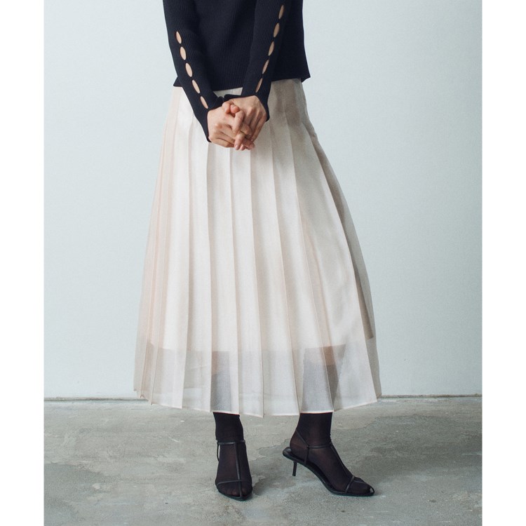 コードエー(CODE A)のCODE A｜shiny sheer pleated skirt マキシ・ロングスカート