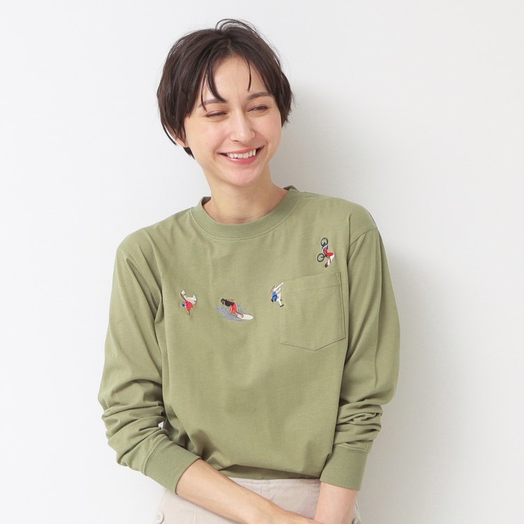 デッサン（ユニセックス）(Dessin(UNISEX))の【ユニセックス】スポーツモチーフ刺繍ロンT カットソー