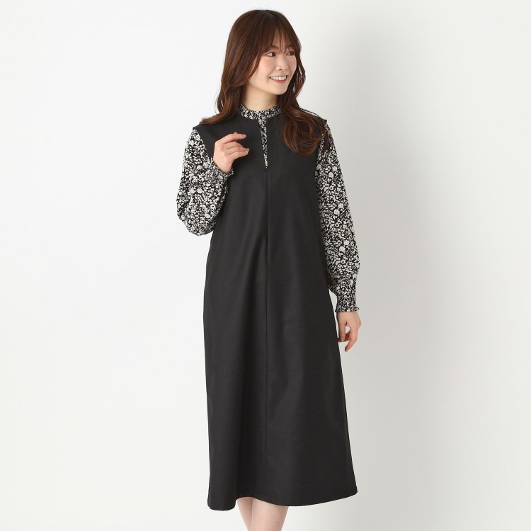 ヨリモ(YORIMO)の【洗える】大人のキーネックジャンスカ ミドルワンピース