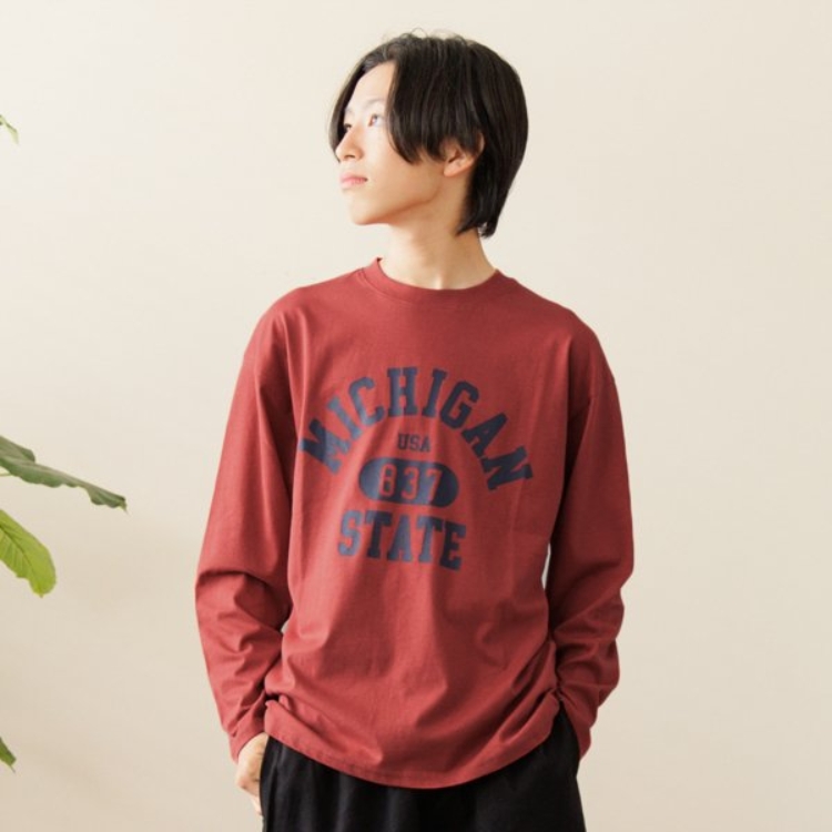 グラソス(GLAZOS)の【プチプラ】フロントカレッジロゴ長袖Tシャツ Ｔシャツ