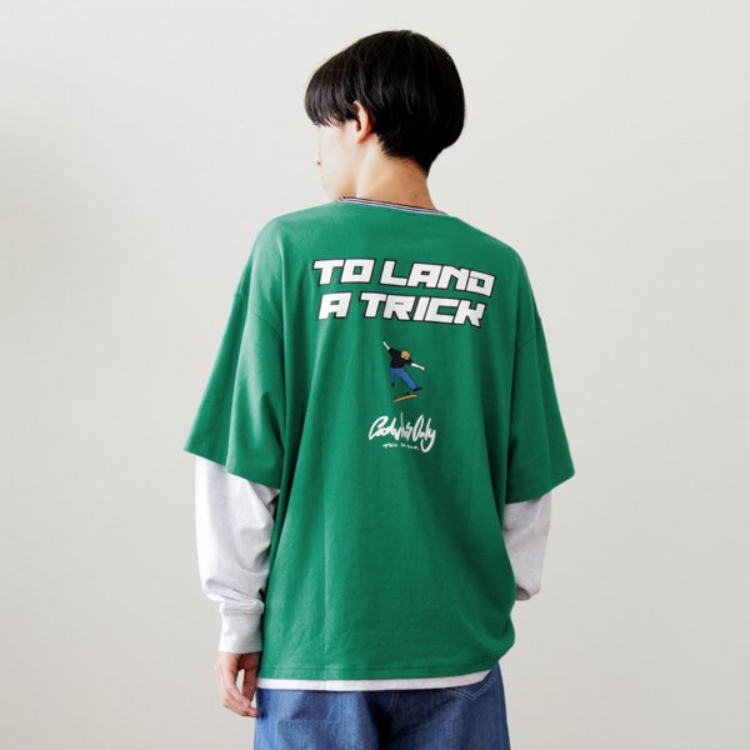 グラソス(GLAZOS)のUSAコットン・レイヤードボブプリントビッグ長袖Tシャツ Ｔシャツ