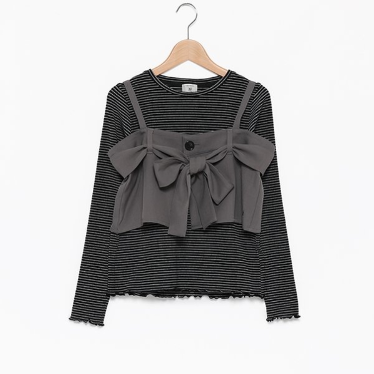 ポンポネット アミ(POM PONETTE AMI)の【AMI】リボンビスチェロンTセット Ｔシャツ