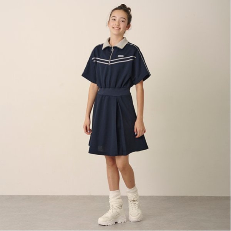 ポンポネットジュニア(pom ponette junior)のハーフZIPカットワンピース ミドルワンピース
