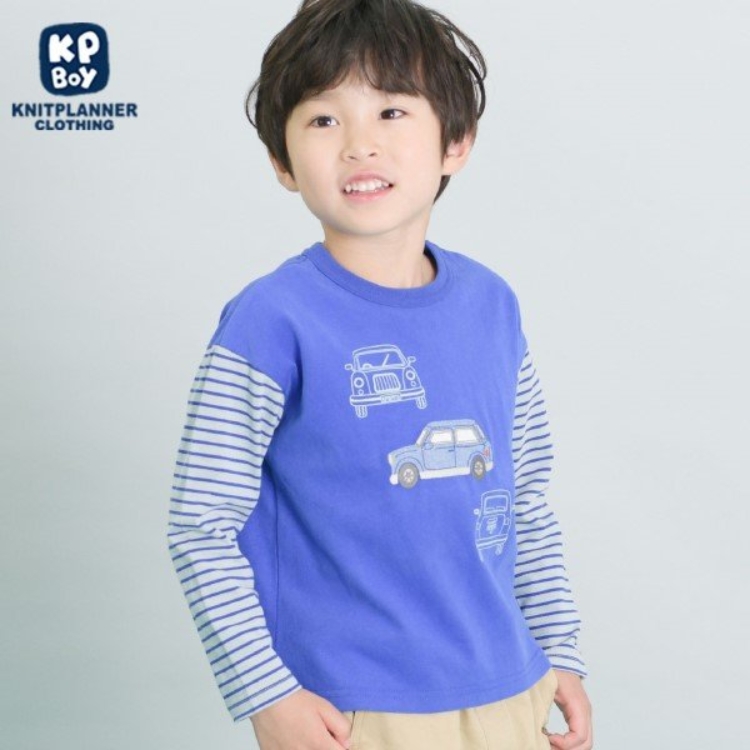 ケーピー(KP)のKPBOY 車モチーフの袖ボーダー長袖Ｔシャツ(80～140) その他