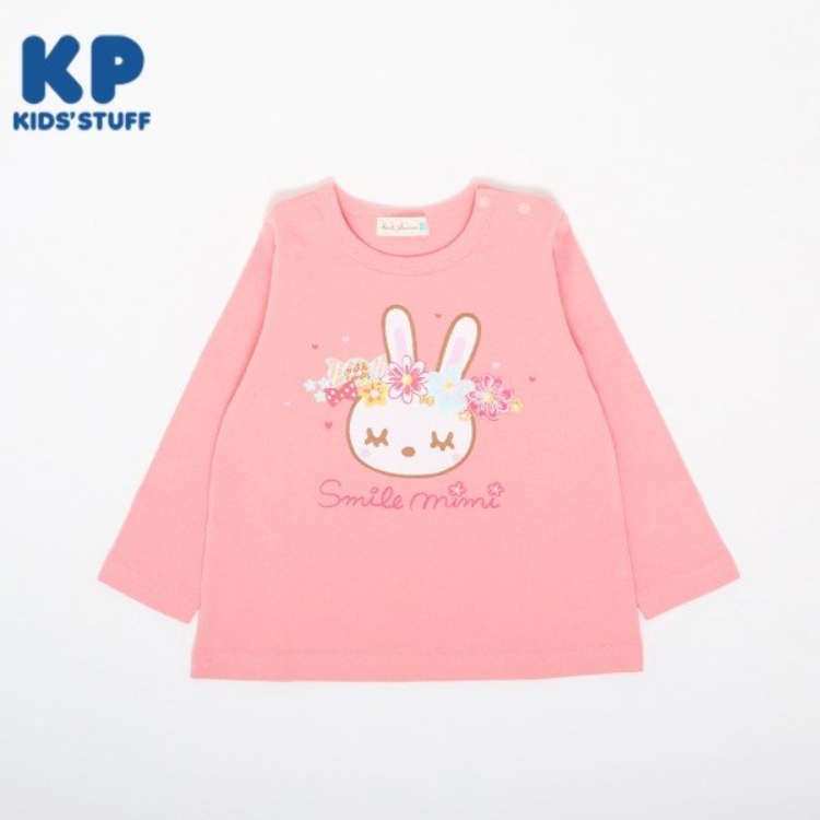 ケーピー(KP)のKP 花冠うさぎプリント長袖Tシャツ(80～90) Ｔシャツ