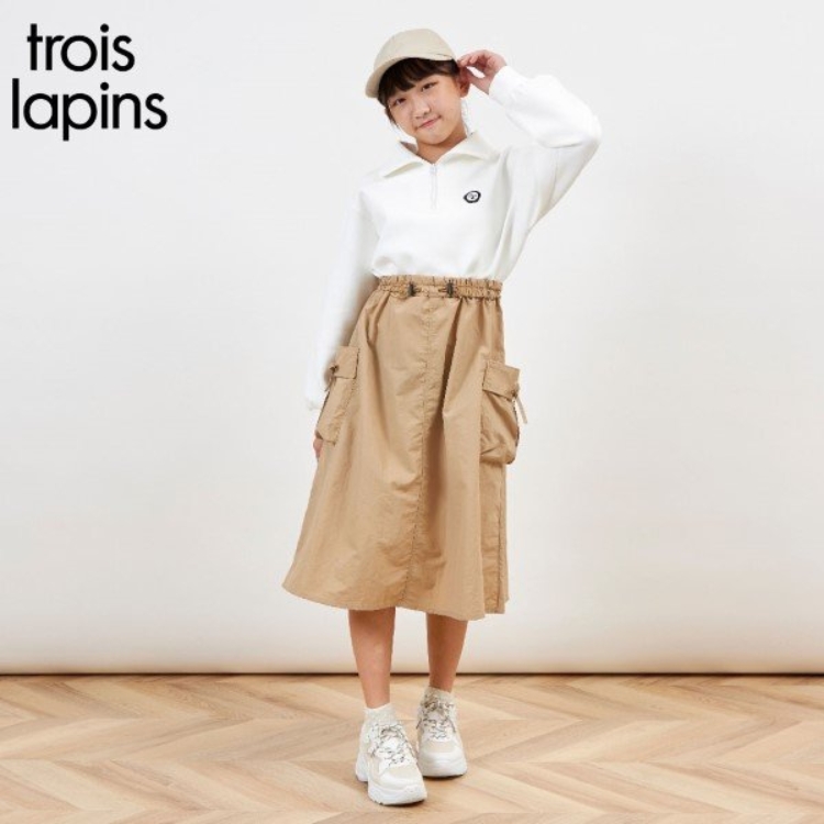 ケーピー(KP)のtroislapins ハーフジップドッキングカーゴワンピース(140～160) ミドルワンピース