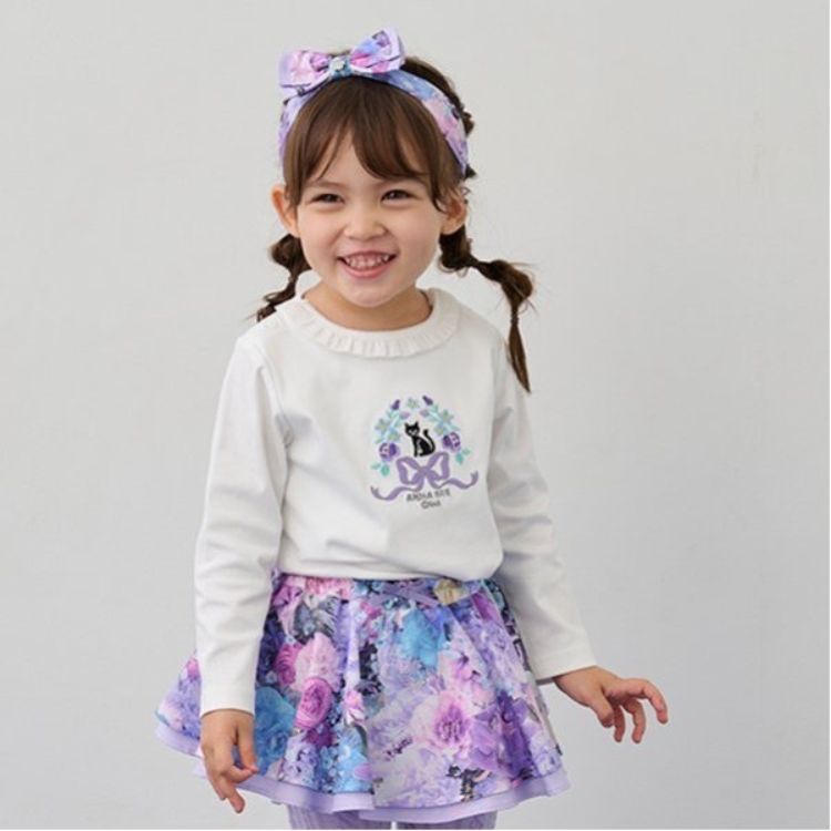 アナ スイ・ミニ(ANNA SUI mini)のネコ花刺しゅう長袖Tシャツ キッズ・ベビーグッズ