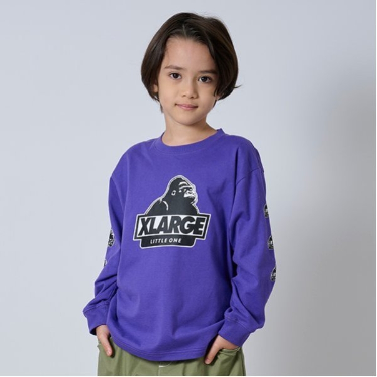 エクストララージ キッズ(XLARGE KIDS)の袖ロゴスランテッドOGゴリラ長袖Tシャツ Ｔシャツ