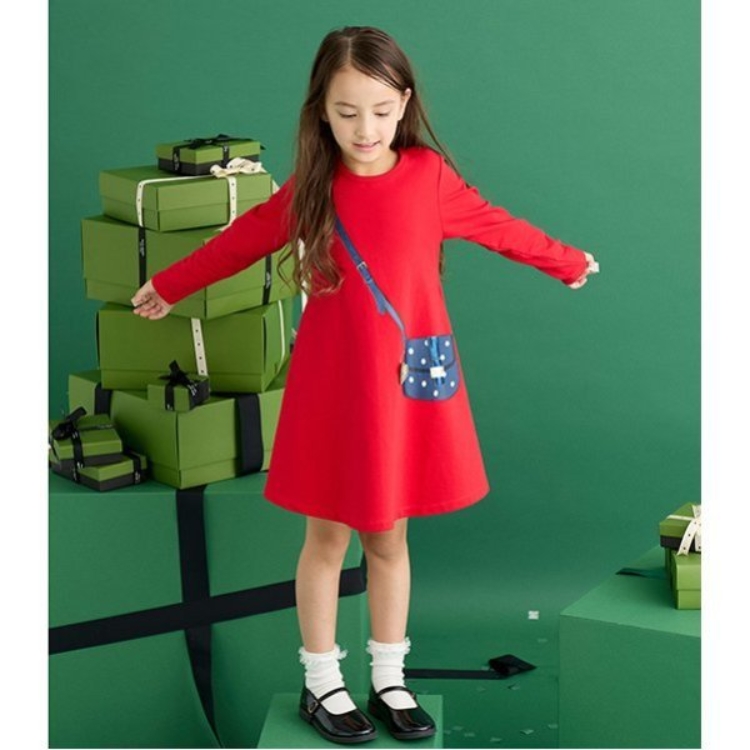 ケイト・スペード ニューヨーク キッズ(kate spade NEW YORK)のトドラー トロンプルイユフレアワンピース ミドルワンピース