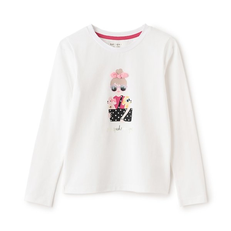 ケイト・スペード ニューヨーク キッズ(kate spade NEW YORK)のガールズ ガール&ドッグス長袖Tシャツ Ｔシャツ